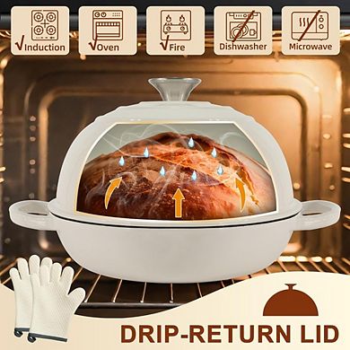 Great Ambitions Enameled Cast Iron Dutch Oven, 6QT Bread Pan with Sourdough Kit