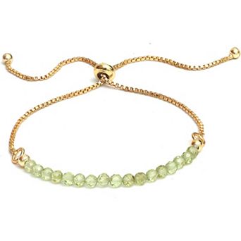 KSIZUIS 14K Gold Plated Bolo Bracelet with Genuine Gemstone Beads - Adjustable Dainty Gift for Her