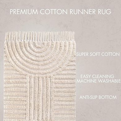 JUANWANG Soft Boho Bath Mat, 2x3ft, Tassels, Non-Slip, Washable Cotton, Modern Decor