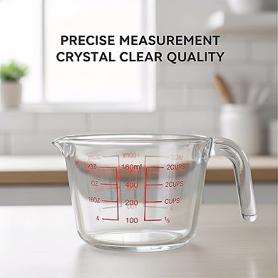 Glass Measuring Cups Set 6 Pcs with Lids and Strainer