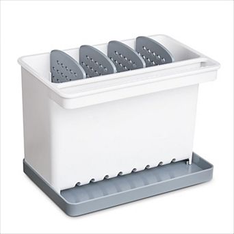 Kitchen Sink Sponge Caddy with Dividers, Plastic Dish Scrubber Holder Countertop