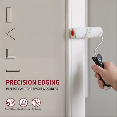 4-Inch Microfiber Paint Roller Kit 13pc, Ergonomic Handle with Tray and Liners