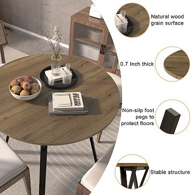 Merax Round Dining Table, Small Circle Kitchen Table with Metal Black Legs for 2-4 people