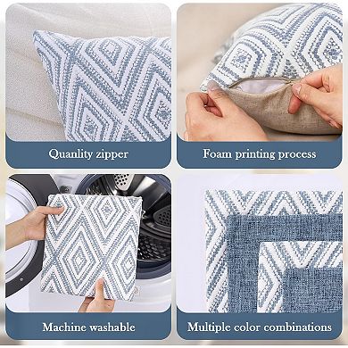 Decorative Throw Pillow Covers Set of 4 Linen Square