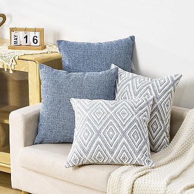 Decorative Throw Pillow Covers Set of 4 Linen Square