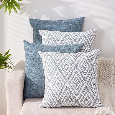 Decorative Throw Pillow Covers Set of 4 Linen Square