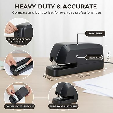 Heavy Duty Electric Stapler 45-Sheet, Quiet Jam-Free Automatic with AC ...