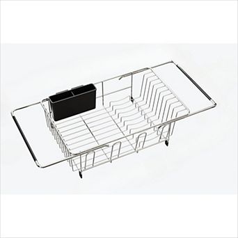 Expandable Dish Drying Rack Stainless Steel with Utensil Holder