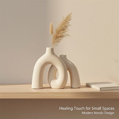 Donut Decorative Vase Set Modern Nordic Boho Style Ceramic