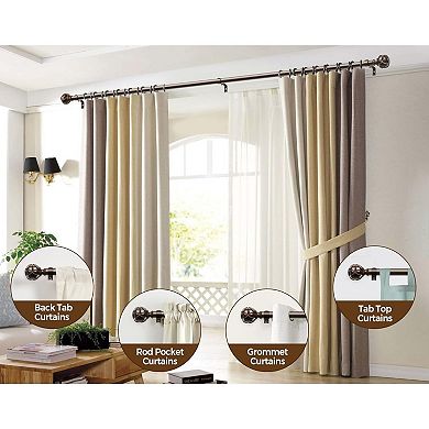 Heavy Duty Curtain Rod Adjustable with Netted Texture Finials
