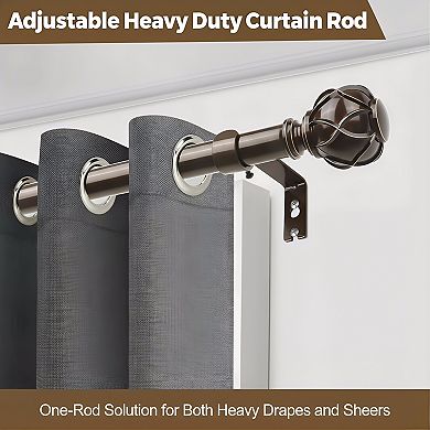 Heavy Duty Curtain Rod Adjustable with Netted Texture Finials