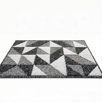 Door Mat Indoor Entrance Washable, Odor-Free Low-Profile Front Back Geometric Doormat
