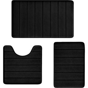 Bathroom Rugs Set Memory Foam Bath Rugs Non-Slip Bath Mat Set 3 Piece,Washable Bathroom Mats