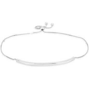 KSIZUIS Sterling Silver Rhodium Plated Adjustable Bar Bolo Bracelet - Handcrafted for Women