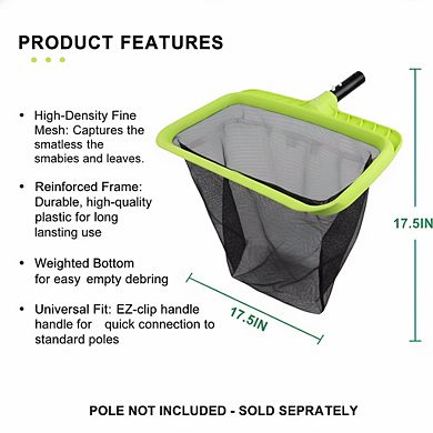 Deep Rake Pool Skimmer Net, Reinforced Frame Heavy Duty for Leaf Removal