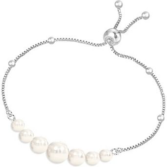 KSIZUIS Adjustable Pearl Bolo Bracelet - 925 Sterling Silver & 14K Gold-Plated Handmade Jewelry