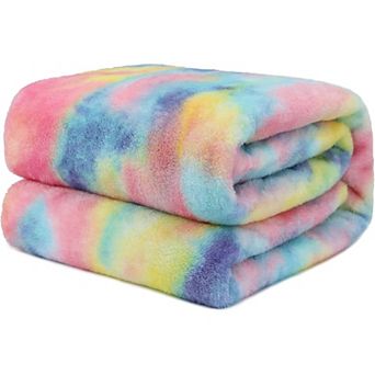 Colorful Fleece Blanket, Cozy Throw Blanket for Couch and Bed, Luxury Soft Fuzzy Microfiber Cover