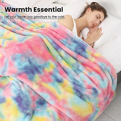 Colorful Fleece Blanket, Cozy Throw Blanket for Couch and Bed, Luxury Soft Fuzzy Microfiber Cover
