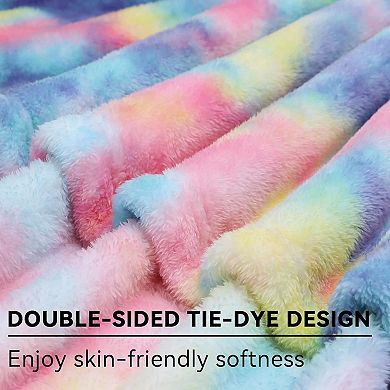 Colorful Fleece Blanket, Cozy Throw Blanket for Couch and Bed, Luxury Soft Fuzzy Microfiber Cover