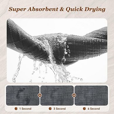 Woven Jacquard Bath Mat, Absorbent, Non-Slip Quick-Dry Rubber Backing