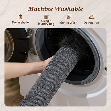 Woven Jacquard Bath Mat, Absorbent, Non-Slip Quick-Dry Rubber Backing