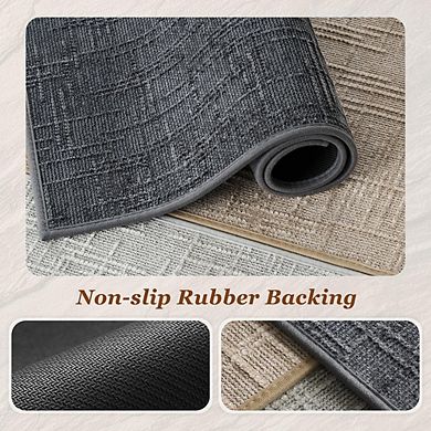 Woven Jacquard Bath Mat, Absorbent, Non-Slip Quick-Dry Rubber Backing