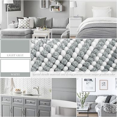 Bathroom Rugs and Mats Sets, 2 Piece Thick Absorbent Chenille Bath Mat Rug Set Non Slip, Soft Shaggy