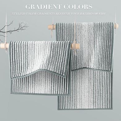 Bathroom Rugs and Mats Sets, 2 Piece Thick Absorbent Chenille Bath Mat Rug Set Non Slip, Soft Shaggy