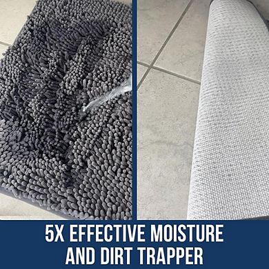 Chenille Bathroom Rug, Thick Soft Absorbent, Non-Slip Quick-Dry Mat