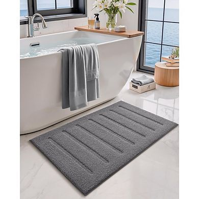 Plush Bath Rug, Soft & Absorbent, Non-Slip Rubber Backing, Machine Washable