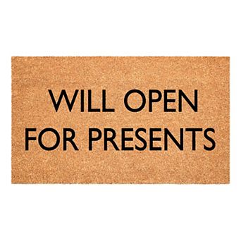 HomeRoots 17" X 29" Brown And Black Christmas Outdoor Coir Door Mat