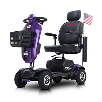 MAX PLUS Dark Purple 4 Wheel Mobility Scooter 2*20AH Lead Acid 16 Miles USB