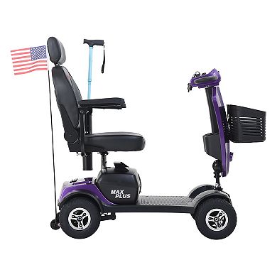 MAX PLUS Dark Purple 4 Wheel Mobility Scooter 2*20AH Lead Acid 16 Miles USB