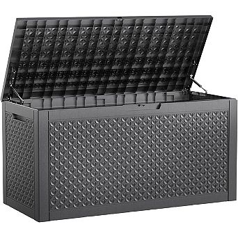 EFU 100 Gallon Weatherproof Deck Box, Lockable Resin Storage Container with 550 lbs Capacity