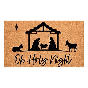 HomeRoots 17" X 29" Brown And Black Christmas Outdoor Coir Door Mat