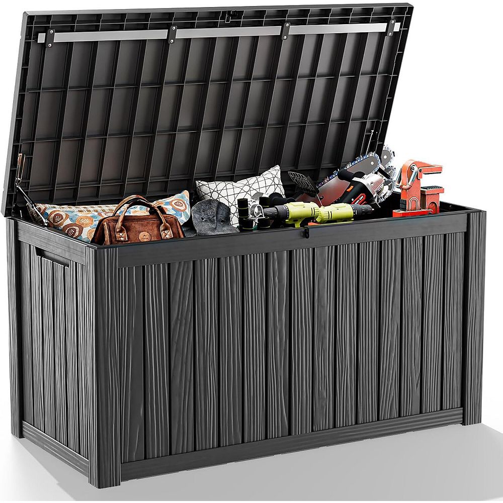 EFU 180 Gallon Weatherproof Deck Box, Lockable Resin Storage Container ...