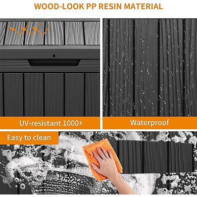 EFU 45 Gallon Weatherproof Deck Box, Lockable Resin Storage Container with Handles
