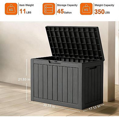 EFU 45 Gallon Weatherproof Deck Box, Lockable Resin Storage Container with Handles