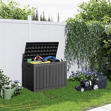 EFU 45 Gallon Weatherproof Deck Box, Lockable Resin Storage Container with Handles