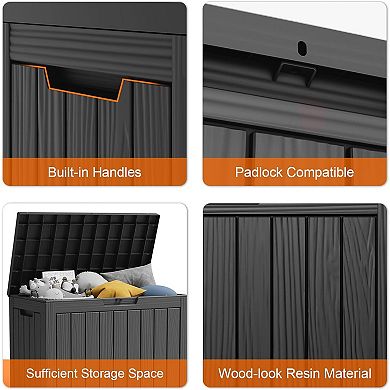 EFU 45 Gallon Weatherproof Deck Box, Lockable Resin Storage Container with Handles