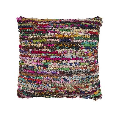 HomeRoots 26" Rainbow Abstract Rag Floor Pillow Cover