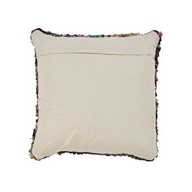 HomeRoots 26" Rainbow Abstract Rag Floor Pillow Cover