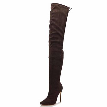 Over-the-Knee Stretch Suede Stiletto Heel Boots
