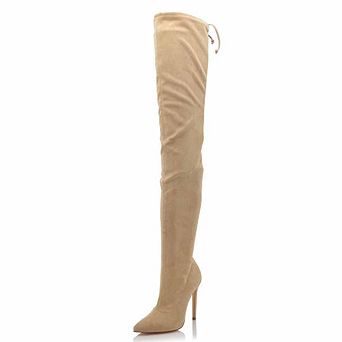 Over-the-Knee Stretch Suede Stiletto Heel Boots
