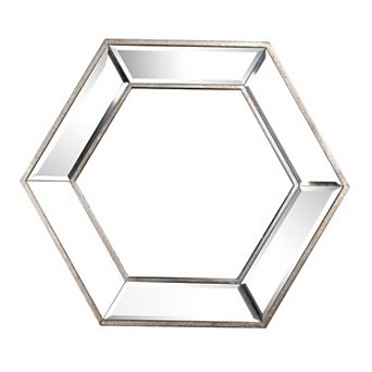 20" x 18" Hexagon Wall Mirror with Contemporary Glass Design, Home Decor Accent Mirror