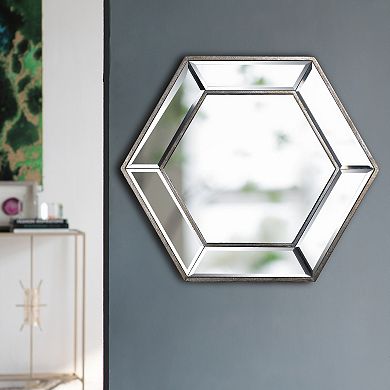 20" x 18" Hexagon Wall Mirror with Contemporary Glass Design, Home Decor Accent Mirror