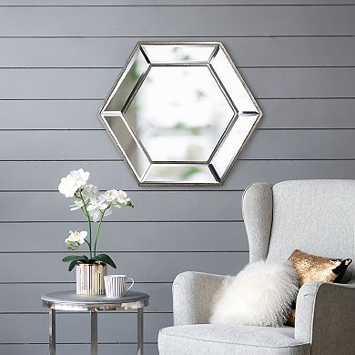 20" x 18" Hexagon Wall Mirror with Contemporary Glass Design, Home Decor Accent Mirror
