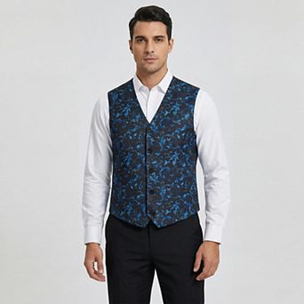 Men's Paisley Floral Suit Vest Slim Fit Formal Printed Dress Waistcoat