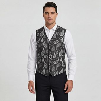 Men's Paisley Floral Suit Vest Slim Fit Formal Printed Dress Waistcoat