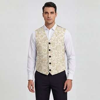 Men's Paisley Floral Suit Vest Slim Fit Formal Printed Dress Waistcoat